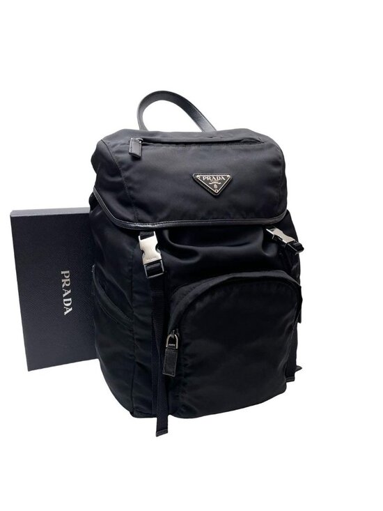 Prada Nylon Saffiano Leather Backpack Black main image 5